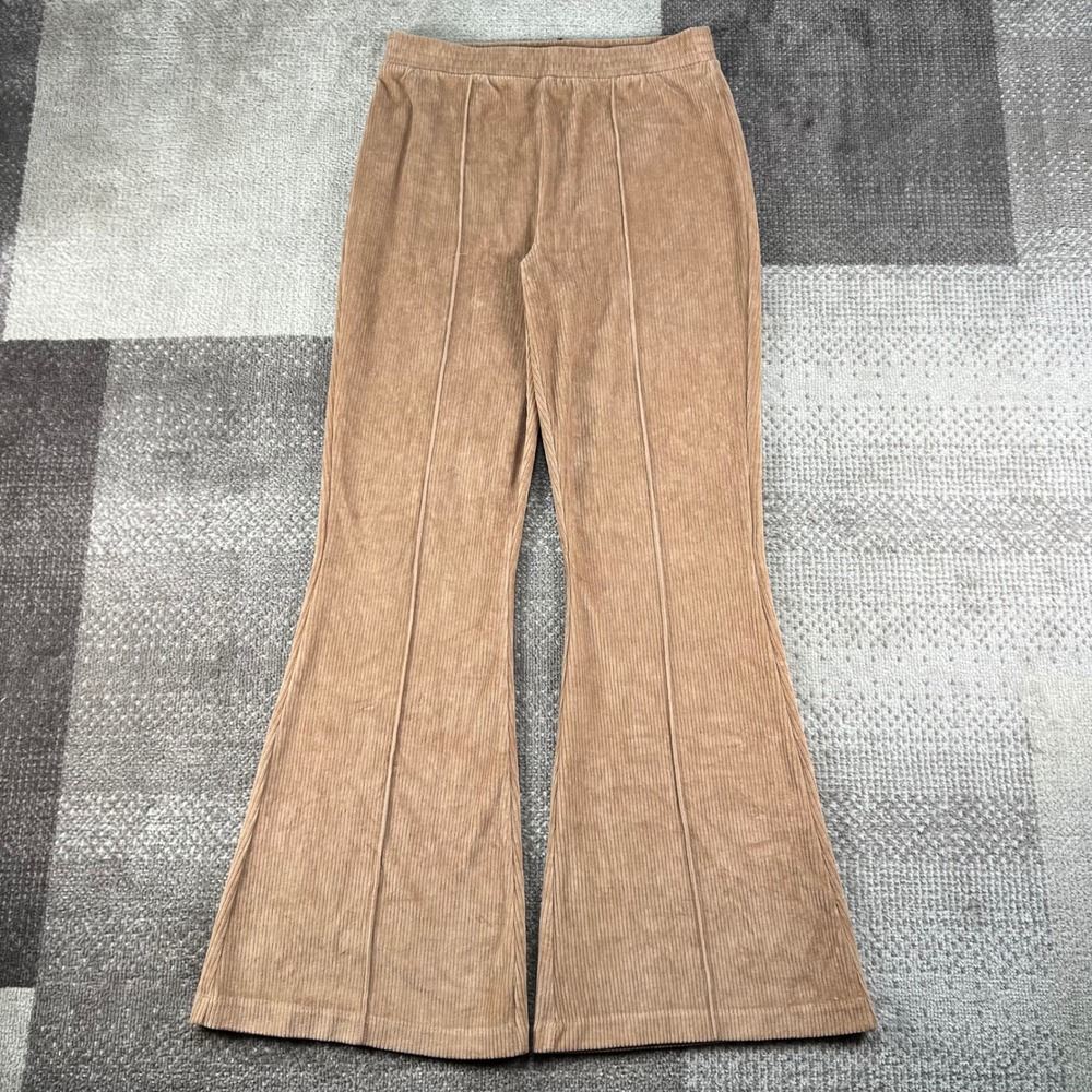 Aerie Women Tan Corduroy High Waisted Flare Leg Pants Size Medium 1453370966